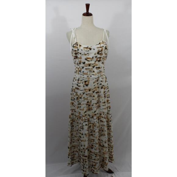 CHRISTY LYNN Sz M Medium Luisa Linen Sleeveless Tie Shoulder Dress Tiger Print - Picture 2 of 13
